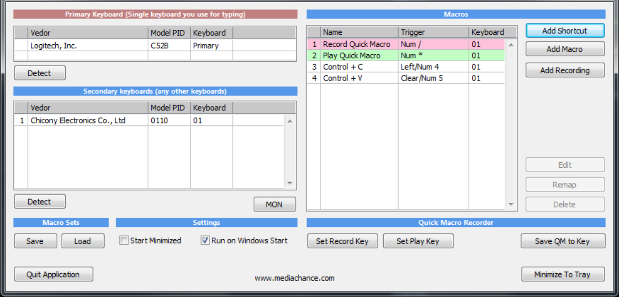 MultiKeyboard Macros